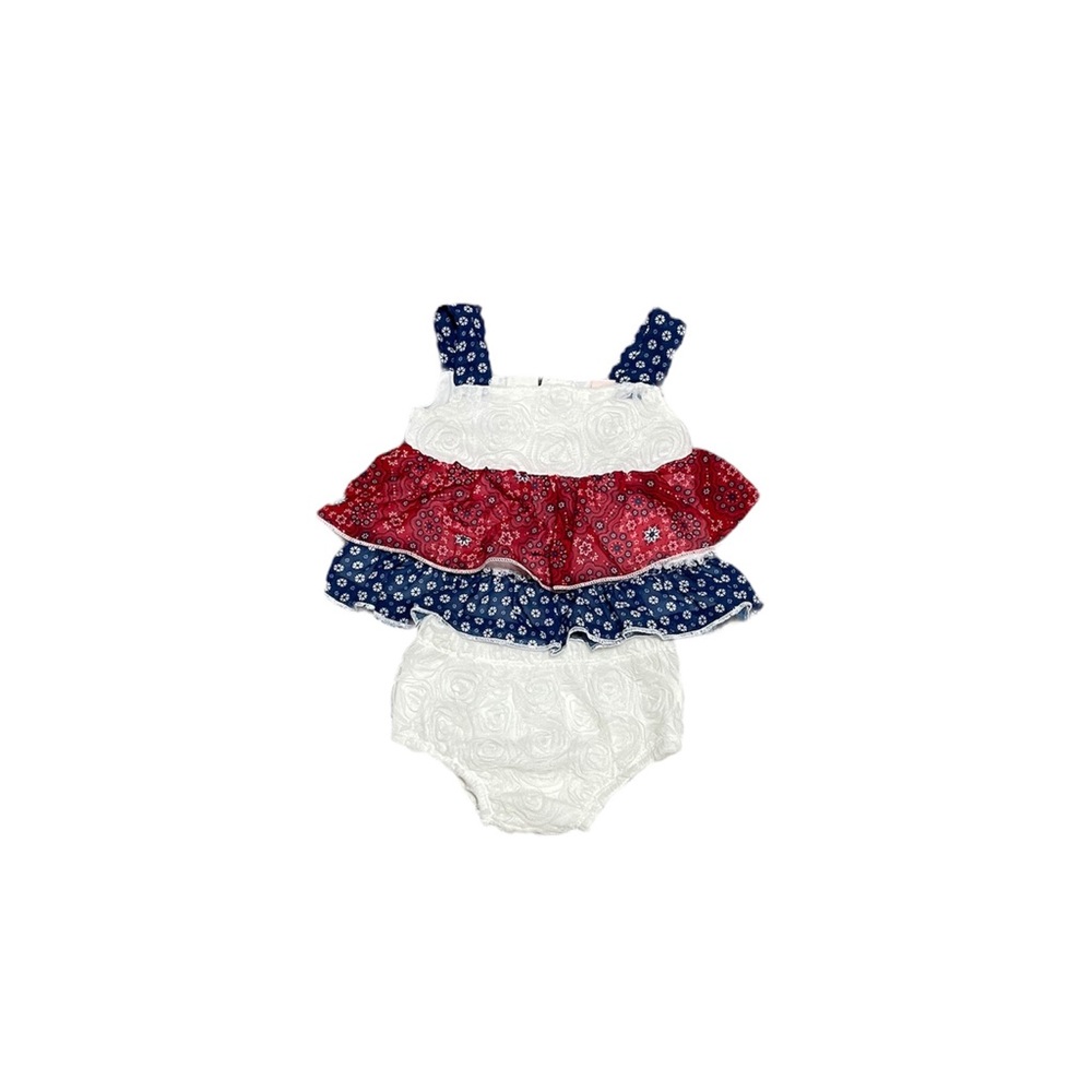 Little lass red white and blue top and bottom set size 12 months